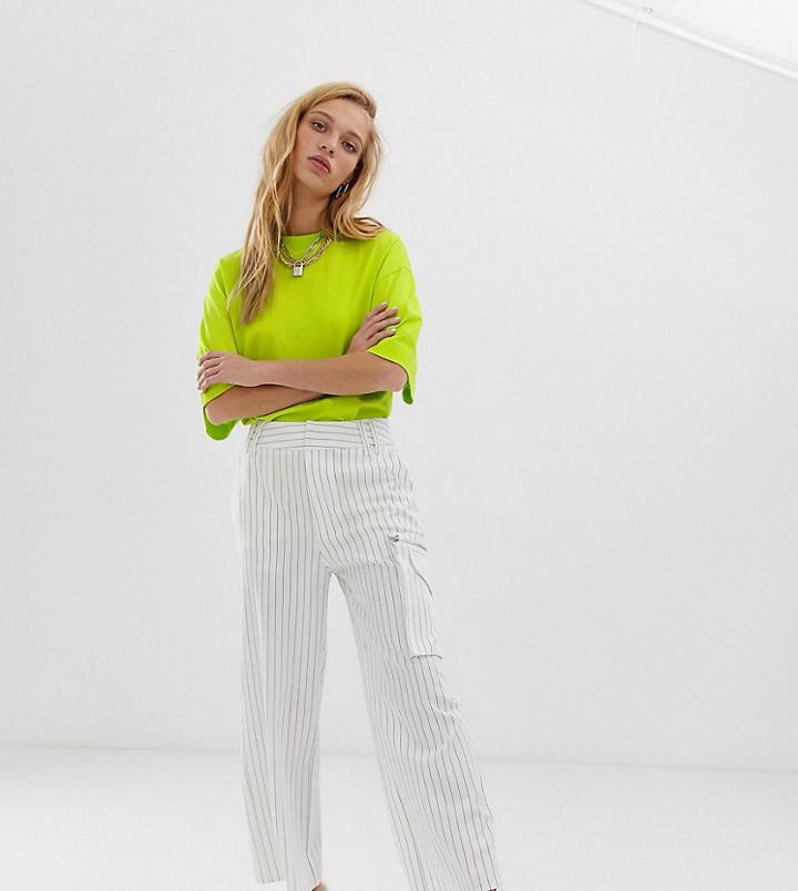 Collusion Stripe Pants With Utility Pocket-white