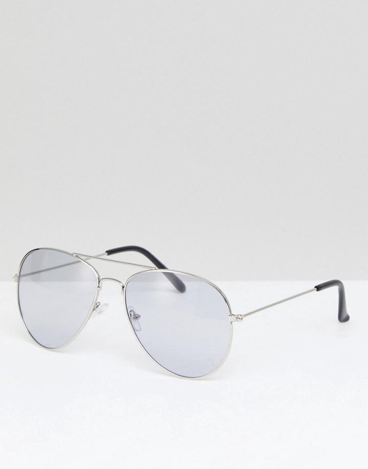 7x Aviator Sunglasses With Colored Lens - Black