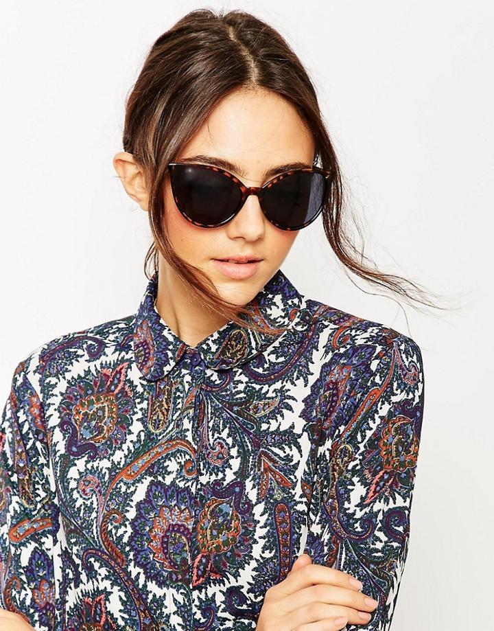 Asos Fine Frame Cat Eye Sunglasses - Brown