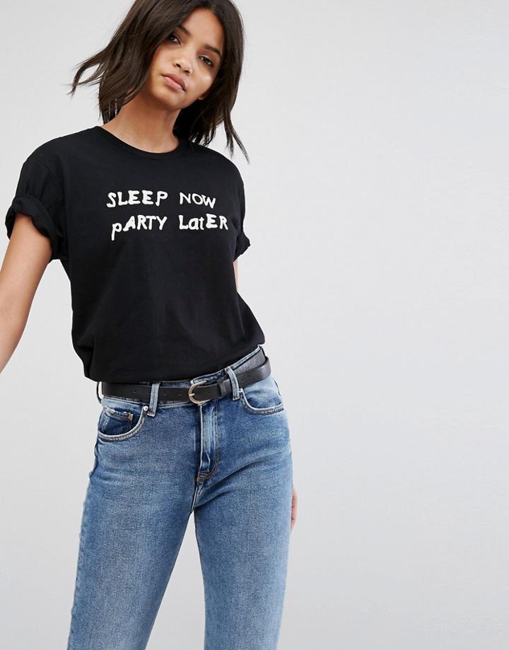 Hips & Hair Sleep Now Party Later T-shirt - Black