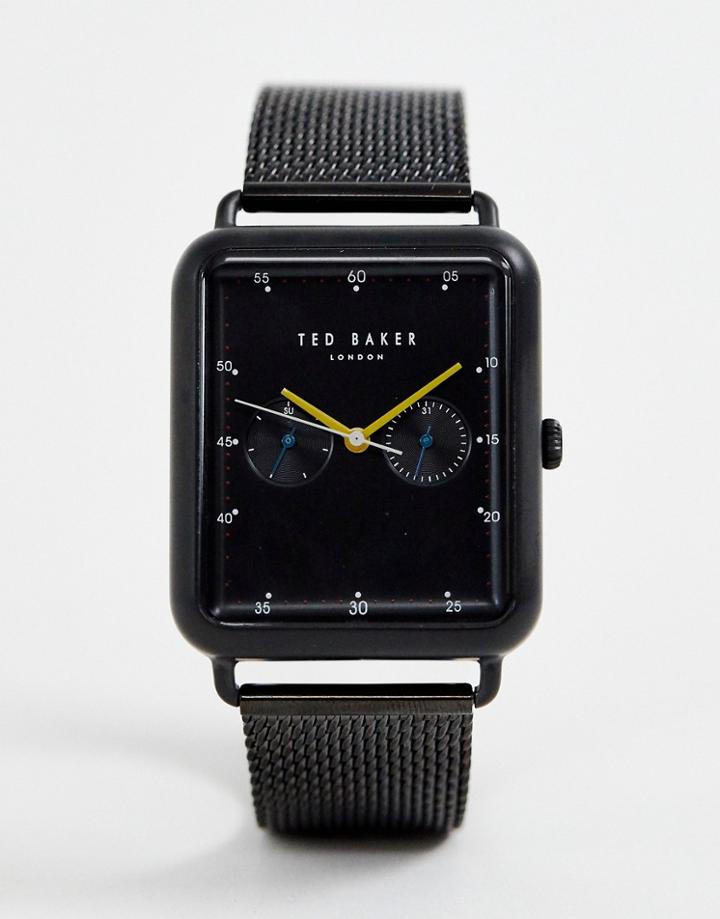 Ted Baker Isaac Rectangular Mesh Watch - Black