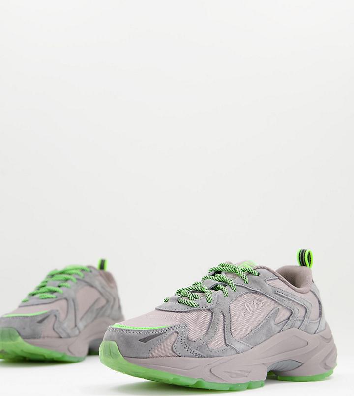 Fila Heroics Sneakers In Gray And Neon Green-grey