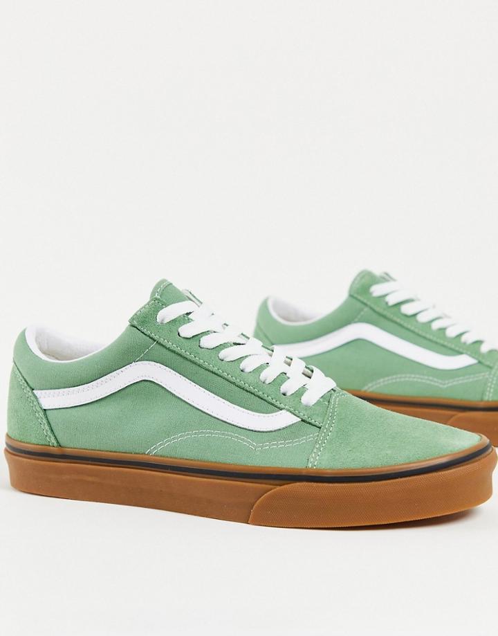 Vans Old Skool Rubber Sole Sneakers In Green