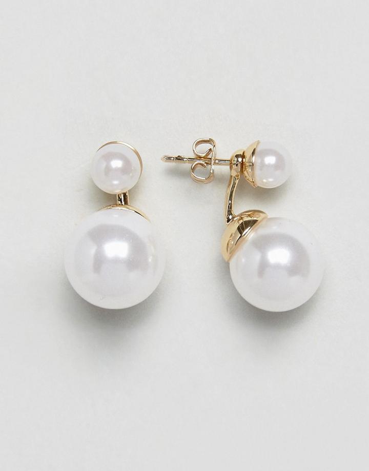 Ted Baker Deed Double Drop Pearl Earrings - Gold