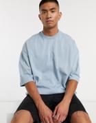 Asos Design Oversized Heavyweight T-shirt In Blue-blues
