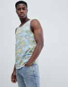 D-struct Burnout Palm Print Tank - Blue