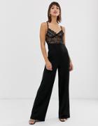 River Island Jumpsuit With Lace Corset Detail In Black