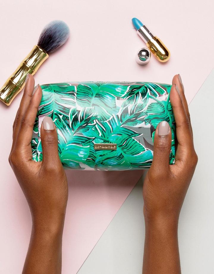 Skinnydip Palm Print Makeup Bag - Green