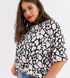 Asos Design Curve Oversized T-shirt In Neon Animal Print-multi