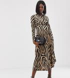 Asos Design Maternity Tie Waist Maxi Dress In Animal Print - Multi