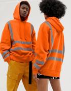 Collusion X Everyone Together Unisex Hoodie With Reflective Tape - Orange