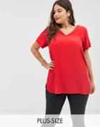 New Look Curve Tunic Tee In Red - Red