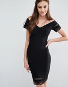 Love Laser Cut Off Shoulder Dress - Black