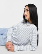 Monki Organic Cotton Long Sleeve T-shirt In Blue Stripe