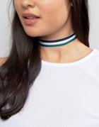 Limited Edition Stripe Ribbon Choker Necklace - Multi