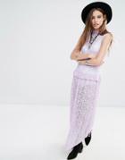 Rokoko High Neck Sleeveless Maxi Dress In Lace - Lavender