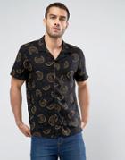 New Look Regular Fit Shirt With Floral Print In Black - Black
