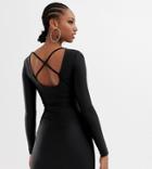Collusion Tall Low Back Bodycon Dress-black