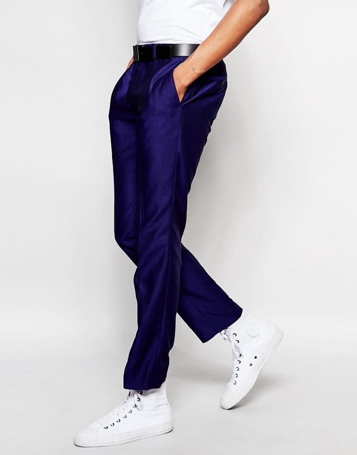 Rudie Slim Fit Textured Blue Suit Pants - Blue