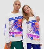 Crooked Tongues Oversized Long Sleeve Unisex T-shirt In White With Back Print - White
