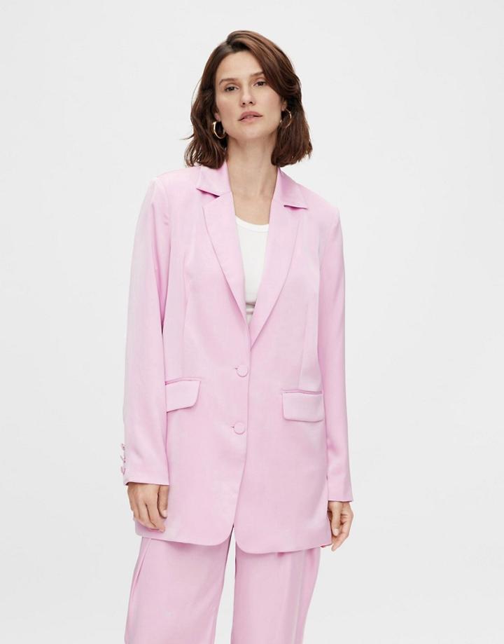 Y.a.s Satin Blazer In Pink - Part Of A Set