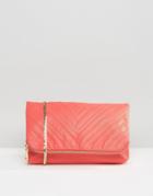 Claudia Canova Quilted Fold Over Clutch Bag - Orange