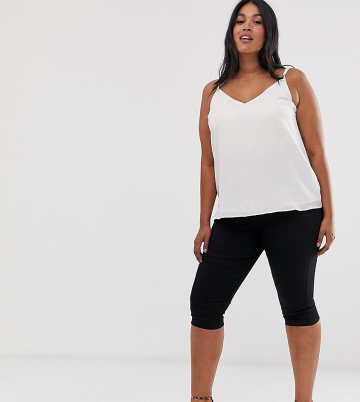 Asos Design Curve Pull On Cropped Jegging In Clean Black - Black