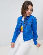Brave Soul Harris Raw Colored Denim Jacket-blue