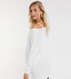 Asos Design Maternity Oversized V-neck Batwing Sleeve Top In White