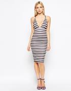 Oh My Love Plunge Front Midi Body-conscious Dress