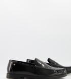 Ben Sherman Wide Fit Smart Leather Tassel Penny Loafers In Black