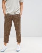 Selected Homme Wool Pants In Tapered Cropped Fit Grid Check - Brown