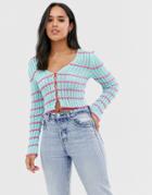 Asos Design Stripe Detail Cardigan Top - Multi