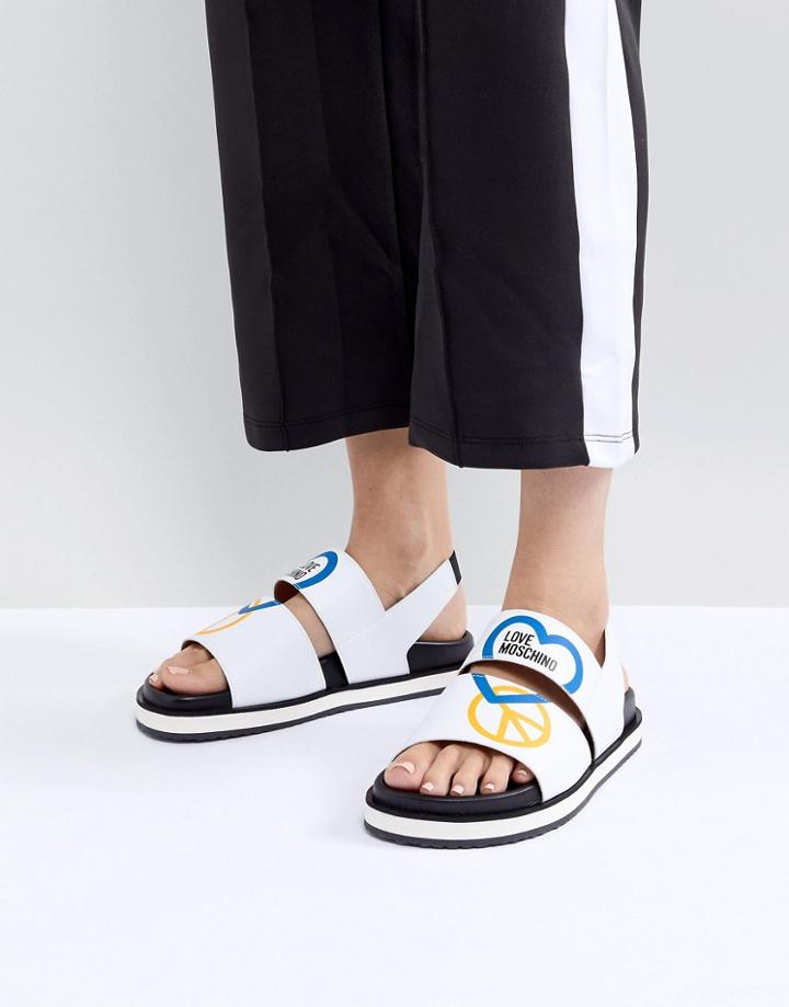 Love Moschino Flat Logo Sandal - White