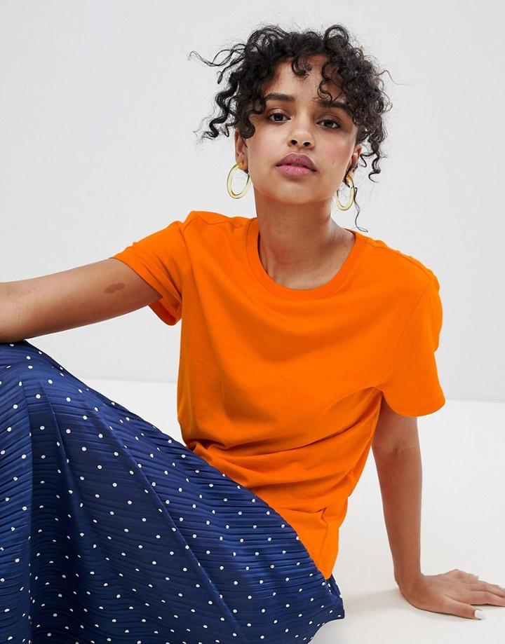 Monki Classic Crew Neck Tee - Orange