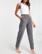 Flounce London Straight Leg Pleated Front Pants In Gray - Part Of A Set-grey