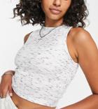 Asos Design Tall High Neck Tank Top In Slubby Rib In White & Black-multi