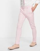 Asos Design Wedding Skinny Suit Trousers In Pink