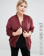 New Look Plus Sateen Bomber - Red