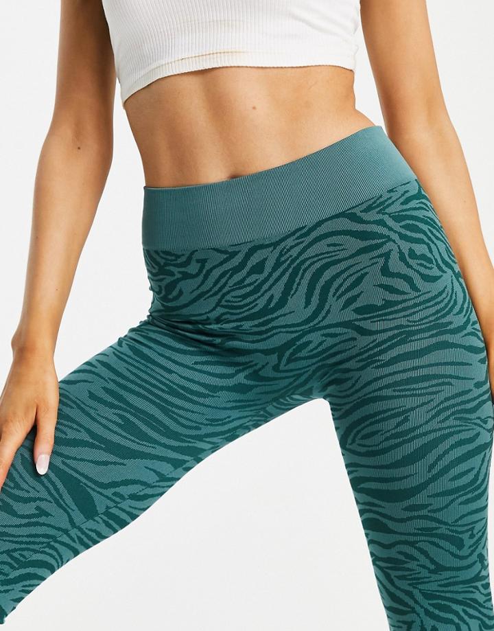 South Beach Seamless Animal Print Leggings In Green