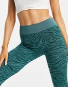 South Beach Seamless Animal Print Leggings In Green