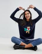 Brave Soul Holidays Reindeer Sweater - Navy