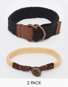Asos Cord Bracelet Pack In Monochrome - Black