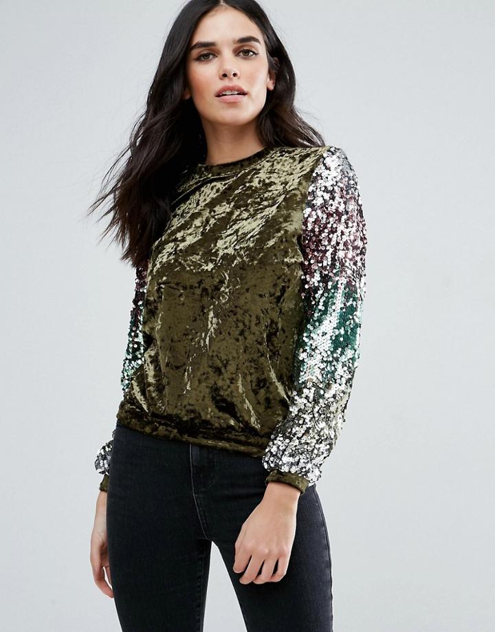 Love & Other Things Sequin Sweatshirt - Green