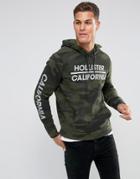 Hollister Hoodie Athletic Print Logo In Green Camo - Green