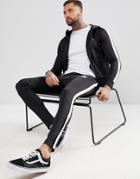 Gym King Skinny Poly Joggers In Black With Side Stripe - Black