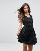 Lavand Sheer Chevron Dress - Black