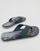 Next Flip Flops In Black Print - Blue