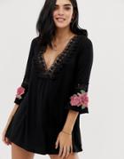 South Beach Off The Shoulder Jersey Beach Cover Up - Black