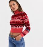 Asos Design Petite Bright Fairisle Roll Neck Sweater-multi
